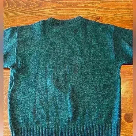 Green Vintage Eddie Bauer Wool Blend 80s Large Wool Marled Green Sweater Size L - Picture 5 of 10